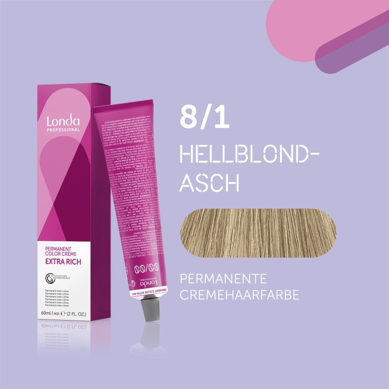 Londa Creme Haarfarbe 8/1 Hellblond-Asch – Perfekte Weißabdeckung & Glanz