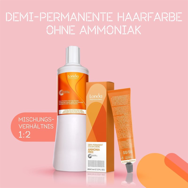 Londa DEMI-PERMANENT Color Creme 0/00 – Ammoniakfrei, Für Glanz & Bis Zu 50% Weißabdeckung, 60 Ml